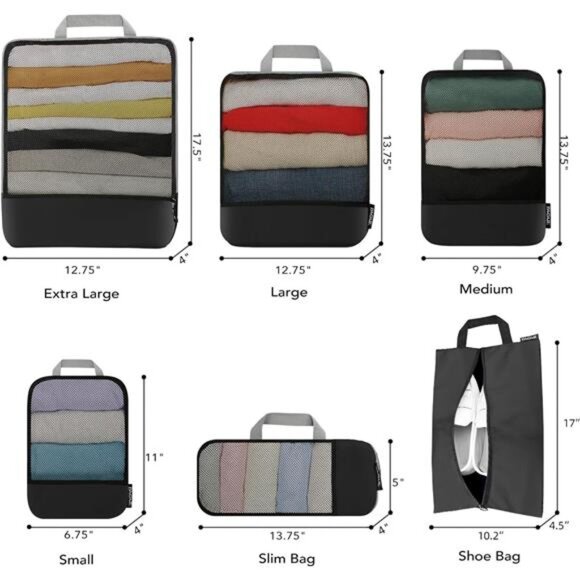 4 Set/6 Set Compression Packing Cubes Travel Accessories Packing Organizers - Picture 2 of 7